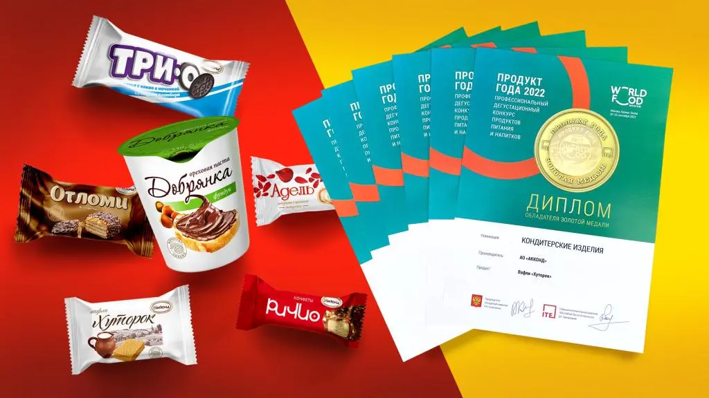 На выставке «World Food Moscow-2022» звание «Продукт года – 2022» присвоено шести продуктам от «АККОНД» На выставке «World Food Moscow-2022» звание «Продукт года – 2022» присвоено шести продуктам от «АККОНД»